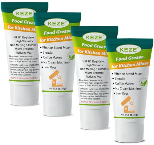 KEZE Grasa de grado alimenticio para batidoras de pedestal, lubricante sanitario para licuadoras, cafeteras. Grasa de cocina con certificación NSF-H1, 28 g c/u, pack 4 uds