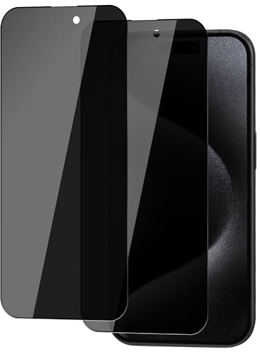 ICESPRING für Panzerglas für iPhone 15 Pro Blickschutz, 2 Stück Anti-Spy Panzerfolie für Apple iPhone 15 Pro Folie, 9H Härte Sichtschutzfolie Panzer Schutz Glas