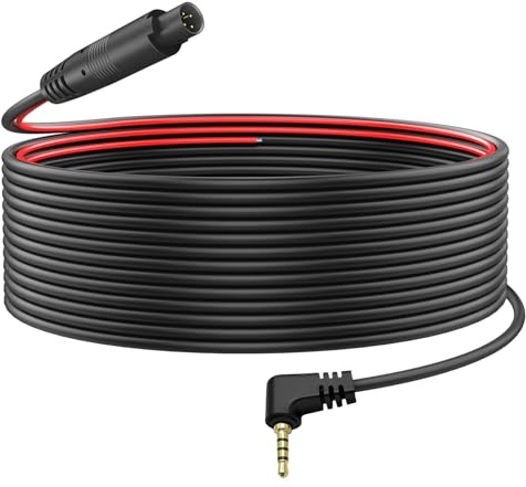 Hoembpn 10m Caméra de Recul Câble de Voiture 4 Broches à 2,5mm Mâle Tachygraphe pour Dash Cam Câble D'extension pour Camion Bus Van Caméra Rétroviseur,Transmission HD