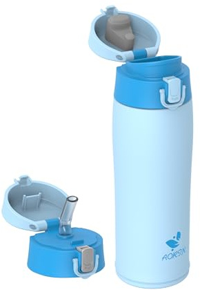 AORIN Termosflaska rostfritt stål 18/8, 500 ml, läckagesäker termoskanna, isoleringsflaska, dubbelväggig, BPA-fri sportflaska, drickflaskor för sport, skola, utomhus