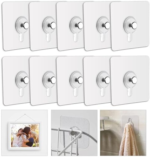 JUGUTA Clavos Adhesivos, Colgar Cuadros Sin Taladrar, Gancho Adhesivo Para Marcos De Fotos, Colgadores De Imágenes, Pósteres, Fotos, Pinturas Decorativas (10 Unidades)