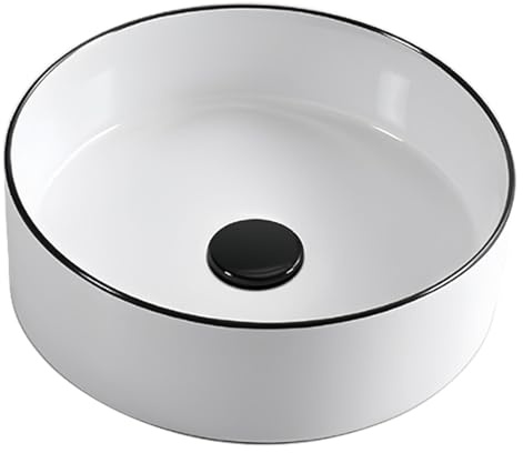 LXTEDJ Lavamanos De Baño Moderno De Cerámica, Blanco, Lavabo Sobre Encimera, Apto Para Guardarropa Y Tocador (Solo Palangana) Redondo-36X36X12CM