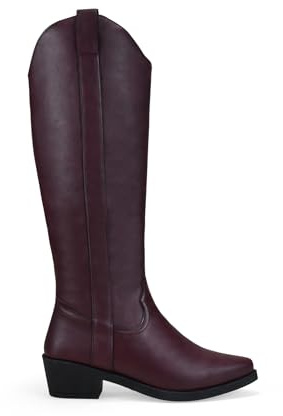 BOSANOVA Botas Camperas de caña Alta para Mujer con Doble Tirador y Suela con Acabado en Punta y tacón Ancho de 5 cm. Cierre con Cremallera. Calzado para Mujer Burdeos 41