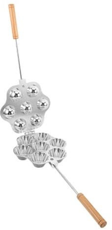 Alipis Mini Moldes para Tartas Pequeños de Acero al Carbono Cavidades con Mango de Madera Ergonómico Reutilizables para Repostería Tartaletas y Postres Cocina
