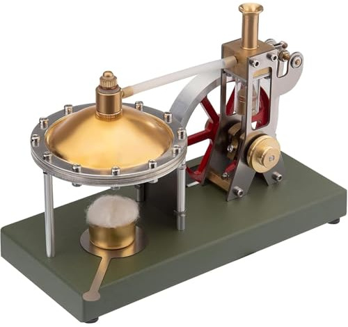 Retro vertikal ångmotormodell i metall, mini retro ånggenerator med sfärisk panna och fast konsol och 40-delad modellmonteringssats, fysik experimentset för barn vuxna
