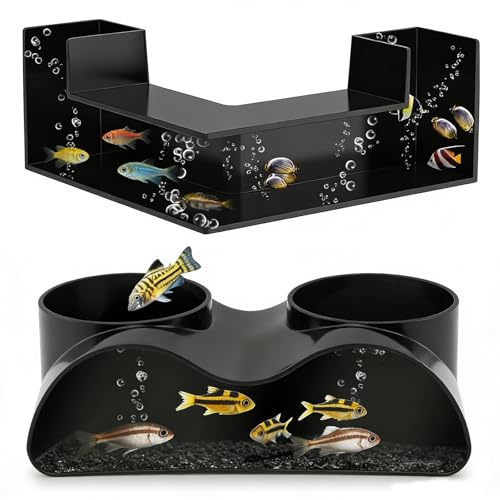 Touosy 2er-Set Aquarium Tunnel Aquarium Höhle 2 Größen (17,6cm/12,8cm)