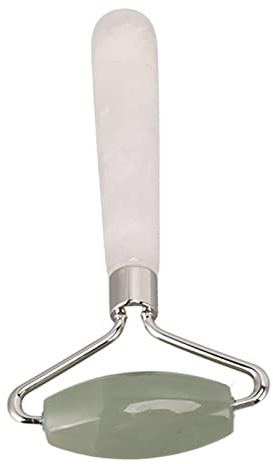 Jade Roller Handcrafted Face Massager, Skin Tightening and Puffiness Reducing, Long Handle and Finely Polished Jade - Natural Material, Multiple Angle Massage, Ideal for Skincare