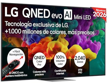 LG 75QNED86B6B - Smart TV QNED EVO AI 75 4K Sin Reflejos 94%, 2026