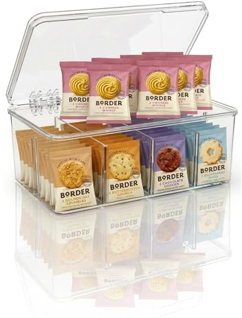Assorted Biscuit Mini Packs in Plastic Box – 5 Flavours (Viennese Whirls, Shortbread Rings, Butterscotch, Chocolate, Golden Oat) – 40 Sachets (8 Each) | Compatible for Border Biscuits | Luxe Bitez