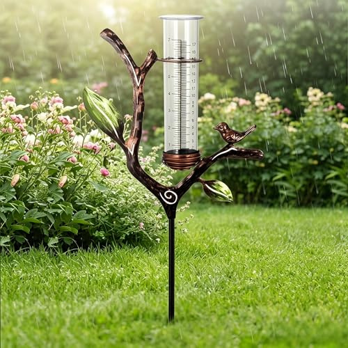 JACKANNA Regenmesser für Garten Gartendeko,Regenmesser Frostsicher Ersatzglas Niederschlagsmesser für Gartenliebhaber für Hof Deck Rasen Landschaft Terrasse