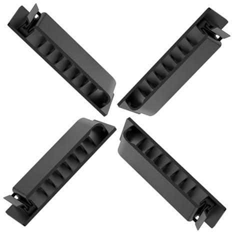 WESIEVYA Organizzatore di Cavi Adesivo Nero, Clip Portacavi 8 Fori, Plastico, per Cavi Elettrici e Cuffie, per Scrivania, 4 Pezzi