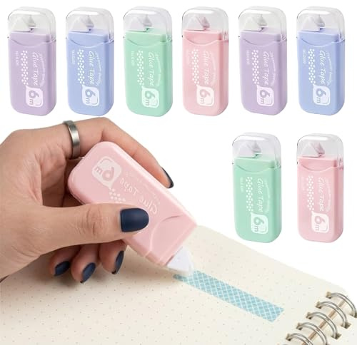 8 Pack Double Sided Dots Adhesive Tape Roller for Crafts 6M x 6mm | Strong adhesion Scrapbook Supplies for Crafting Photo, Album Stamping Cards, Journal, Card Making and Paper Crafts