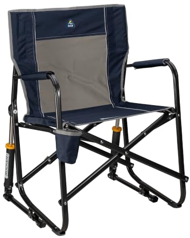 GCI Outdoor Freestyle Rocker – Faltbarer Regiestuhl mit Schaukelfunktion | Hohe Sitzposition für einfaches Aufstehen – bis 130kg belastbar - stabile Armlehnen – Getränkehalter – Indigo Blue
