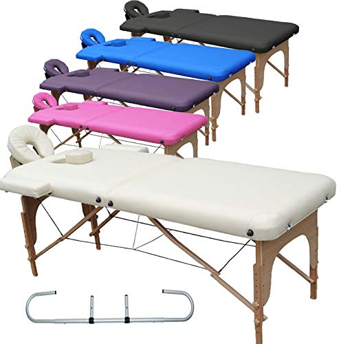 Beltom® LETTINO PER MASSAGGI 2 ZONE IN LEGNO + PORTAROTOLO + RICHIUDIBILE + PANNELLO REIKI + LETTINI DA MASSAGGIO PORTATILE - ESTETICA FISIOTERAPIA FISIOTERAPISTA TATTOO TATUAGGI - Panna