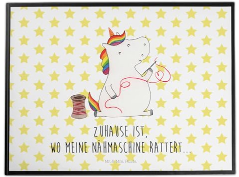Mr. & Mrs. Panda Schreibunterlage Einhorn Näherin - Geschenk, Häkeln, tischmatte, Freundin, Schreibtisch Unterlagen, tischmatten, Basteln, schreibtischunterlage, Stricken, schreibtischunterlagen