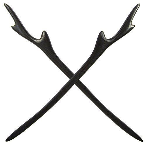 Hollihi - Deux bâtons à cheveux en ébène - Faits à la main - 18 cm