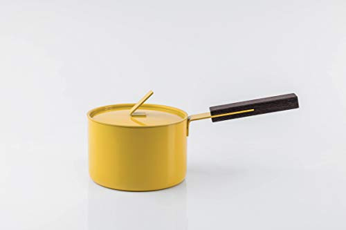 KnIndustrie Saucier 16 cm, Gelb, Emailliert, 2000 ml, mit Deckel (Lid)
