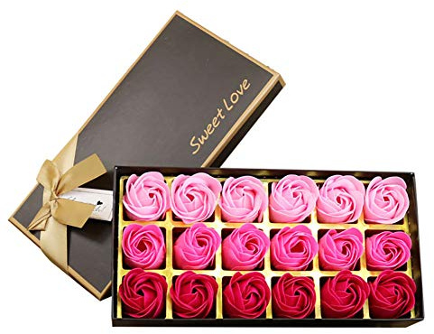 18 Stück Seife Rose Blume – Flora-Duftseife Rosenblüte – Seife mit ätherischen Ölen, Geschenk für Jahrestag/Geburtstag/Hochzeit/Valentinstag Box