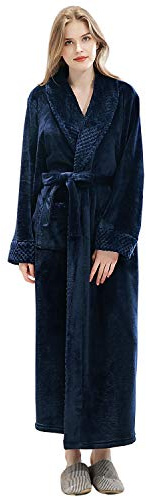 PUTUO Albornoz Mujer Bata de Baño: Largo Invierno Albornoz Mujer Bata de Baño Microfibra - Regalos Navidad para Mujeres (ZBU-L/XL)