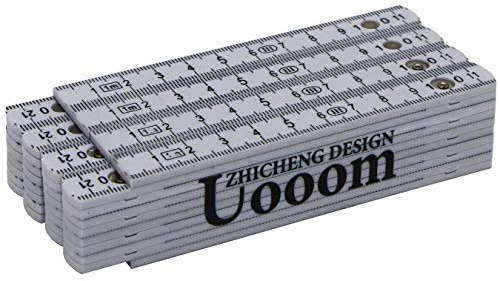 4 Piezas Regla Plegable de Plástico1 Metro, Sistema Métrico de Regla Plegable, mini Varilla de Medición Duradera (Blanco)