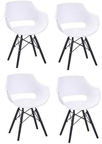 SAM 4er Set Schalenstuhl Lea in Weiß, Sitzschale aus Kunststoff