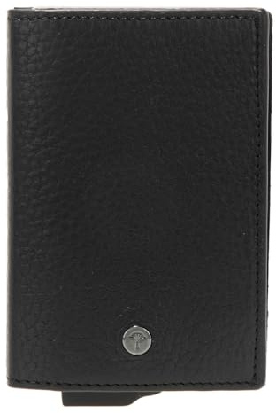 Joop! - Cardona c-one, Kreditkartenetui in Schwarz, RFID Schutz, schwarzes Leder mit silbernen Metalldetails