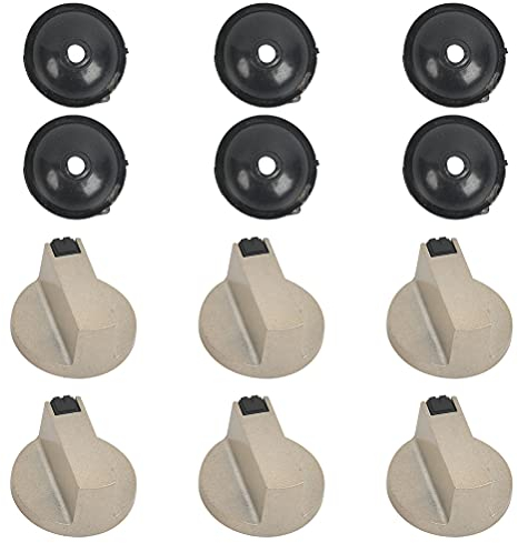 FOCCTS 6 x Gasherd-Drehknöpfe mit 6 Dichtungen, herdknöpfe knöpfe & Schalter für backöfen & Herde Universal-Ersatzzubehör für Verschiedene Ofen, Herd (8 mm)