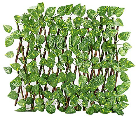 RSTYS Clôture en faux lierre extensible, rétractable et extensible - Clôture en bois pour décoration extérieure, jardin, cour