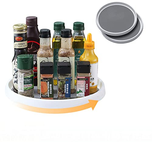 2 Stück Gewürzregal Drehbar,Gewürzregal Drehteller,Drehbares Gewürzregal Organizer für Gewürze und Vorratsdosen,Gewürzregal für Schranktür,Küchen Gewürzhalter Organizer,Gewürzregal Stehend (2 x 25cm)