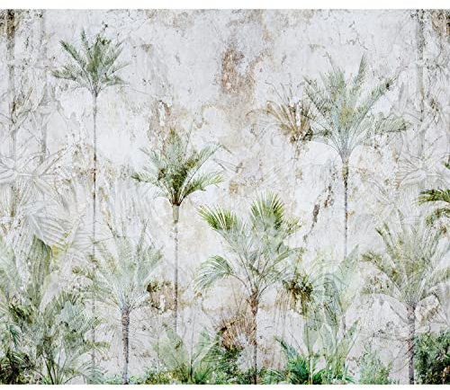 murando Fototapete selbstklebend Palmen 392x280cm Foto Tapete Tapetenfolie Möbelfolie Wandverkleidung Wandtapete Motivtapeten Bildtapete Wohnzimmer 3d Effekt Modern Dschungel Natur Betonoptik