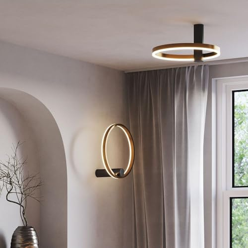 s.luce Ring Air LED Deckenleuchte Deckenlampe Wohnzimmerlampe Dimmbar, Farbe Schwarz/Gold