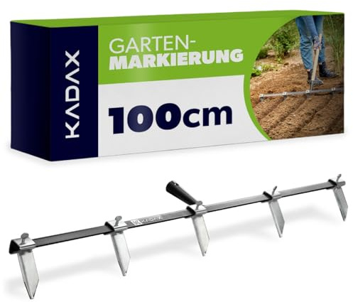 KADAX Rillenzieher mit Stahlklingen, Reihenzieher, Furchenzieher, Markierungs-rechen für Gemüsebeete, Saatgut, Gartengeräte für gerade Pflanzreihen (Breite 100cm)