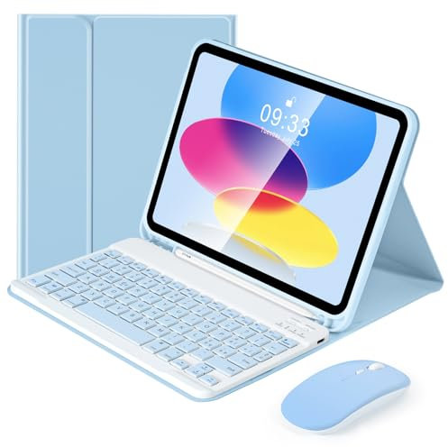 Lively Life Custodia per Tastiera con Mouse per iPad 10a 10.9 2022, Layout Italiano QWERTY, Custodia Sottile Intelligente con Tastiera Bluetooth Wireless Rimovibile per iPad 10th Gen 10.9 - Blu