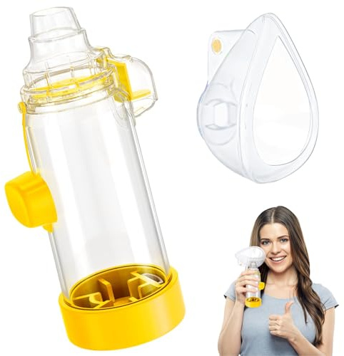 Soft Silicone Inhaler Spacers for Adults and Kids - Fun and Colorful Nessi OTC Spacer (Adult-Yellow)