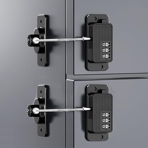 KIZZHISI Heavy Duty Combination Refrigerator Lock (2 Pack) - Cabinet Locks Baby Proofing, No Drilling Adhesive Fridge Locks, for Fridge, Cabinets, Drawers, Window and Child Safety Cabinet Lock