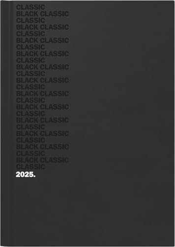 BRUNNEN Buchkalender Modell 795 (2025) „Black Classic“, 1 Seite = 1 Tag, A5, 352 Seiten, Balacron-Einband, schwarz