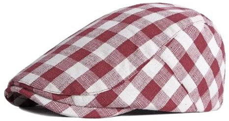 WOYUANSHA Barett Baskenmützen Für Herren Baumwolle Einfarbig Kariert Caps Flache Schirmmütze Männer Frauen Maler Baskenmütze Hüte 55-59Cmwear Rot