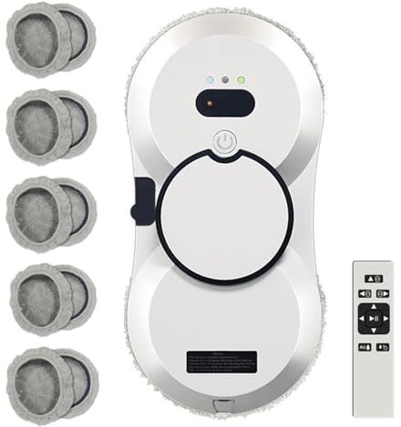 Quixnova Robot Glass Cleaner, 30ML Water Tank, 5600Pa Strong Suction Smart Window Cleaning Robot, for Indoor Outdoor High Rise Windows Ceilings,White