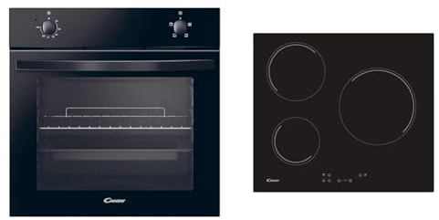Candy Idea FIDC N100, Horno 70L, 1 Bandeja y 1 Rejilla, Limpieza Aquactiva, 4 Funciones & CH63CC, Placa Vitrocerámica, 3 Zonas, 60CM, 10 Niveles de Potencia, 5,5KW, Mandos Centrales