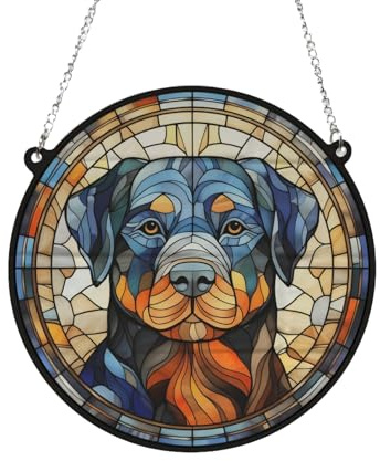 Rottweiler Stained Glass Effect Suncatcher Gift for Dog Lovers - 13cm