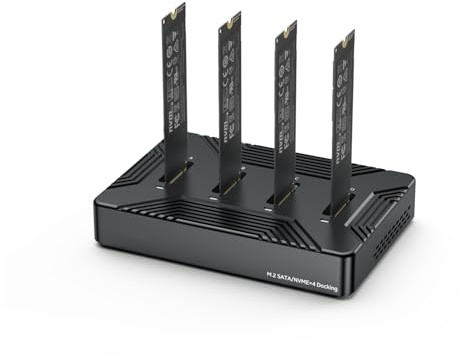 HotTopStar 4 Bay M.2 NVME/SATA SSD Docking Station, Aluminum SSD Enclosure Adapter for M and B+M Key, USB 3.2 Gen 2 10Gbps External Hard Drive Reader,USB Hard Drive Dock for 2230/42/60/80/110
