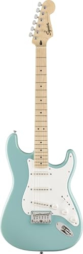 Squier by Fender Sonic Stratocaster E-Gitarre, Tropical Turquiose | E-Gitarre für Anfänger, leicht bespielbarer Hals, kostenlose Online-Kurse, Einsteiger-Stratocaster, Tropical Turquoise