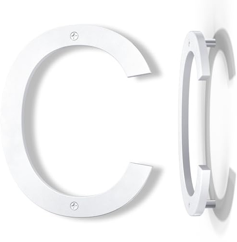 Yafimea Numero civico esterno 20 cm bianco, Numero grande da parete con effetto galleggiante 3D, design moderno in plastica ABS resistente alle intemperie (C)