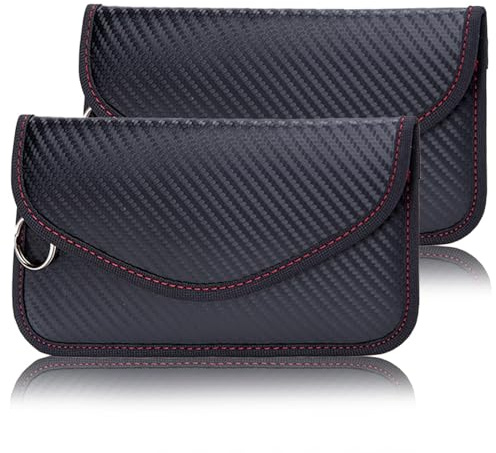Ttdesefu 2 Pack Faraday Bag for Key Fob, Car Key Pouchches Leather Keyless Entry Case Car Key Safe Protector RFID Anti-Theft Signal Blocking Cages Key Blocker Bags