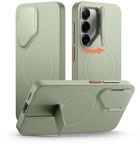 SURITCH Magnetiskt fodral Kompatibelt med Samsung Galaxy S25 Skyddsfodral med kameraskydd & stödfodralet av stötdämpande metall Skyddsfodral för Galaxy S25 5G (Grön)