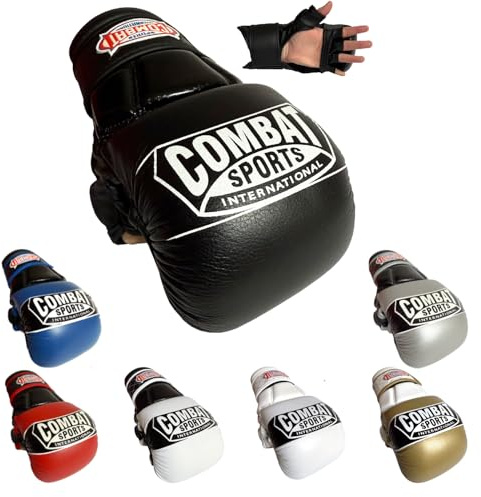 Combat Sports Max Strike MMA Training Gloves, Open Palm Gloves for MMA, Muay Thai, and Kickboxing, Black, Regular