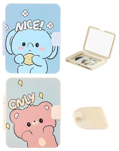 MYGLOAR Peine de viaje plegable, paquete de 2, peine de viaje plegable con espejo, peine portátil para peinar el cabello para hombres, niñas y mujeres, mini peine para el pelo