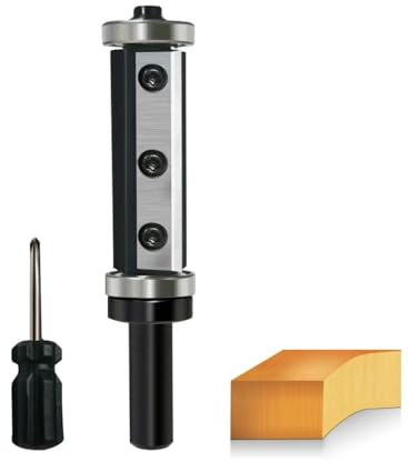 glryd Fraise à affleurer avec tige de 8 mm, lame en carbure interchangeable à 2 côtés, fraise à affleurer avec roulement à billes, fraise à bois pour le traitement des bords
