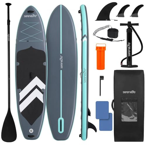 SereneLife SUP Gonfiabile XL, Tavola Sup Extra Larga per Adulti, Stand Up Paddle Board per Bambini e Animali, Deck Antiscivolo, Design Stabile e Leggero, Accessori Premium, Capacità 200 kg