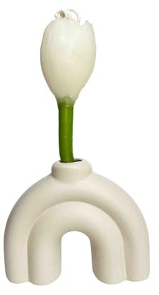 Amoret Tulipano Fiore con Vaso-Bergamotto, Gelsomino e Legnoso - Candela fatta a mano, 90 min. Burn, Cera d'api vegana